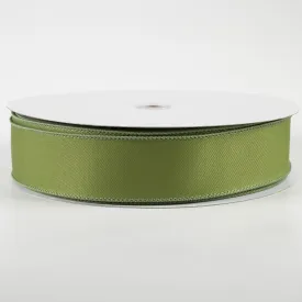 1.5" Diagonal Weave Fabric Ribbon: Moss Green (50 Yards)