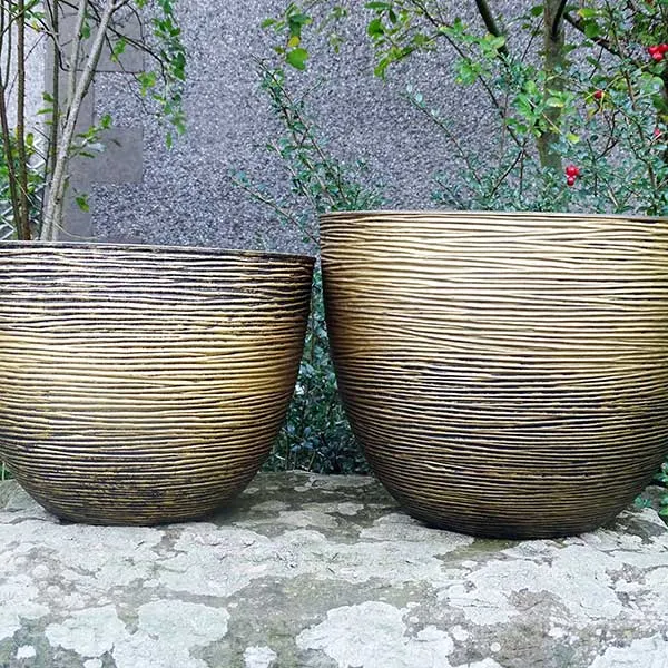 29cm Spiral Planter Antique Gold Plant Pot