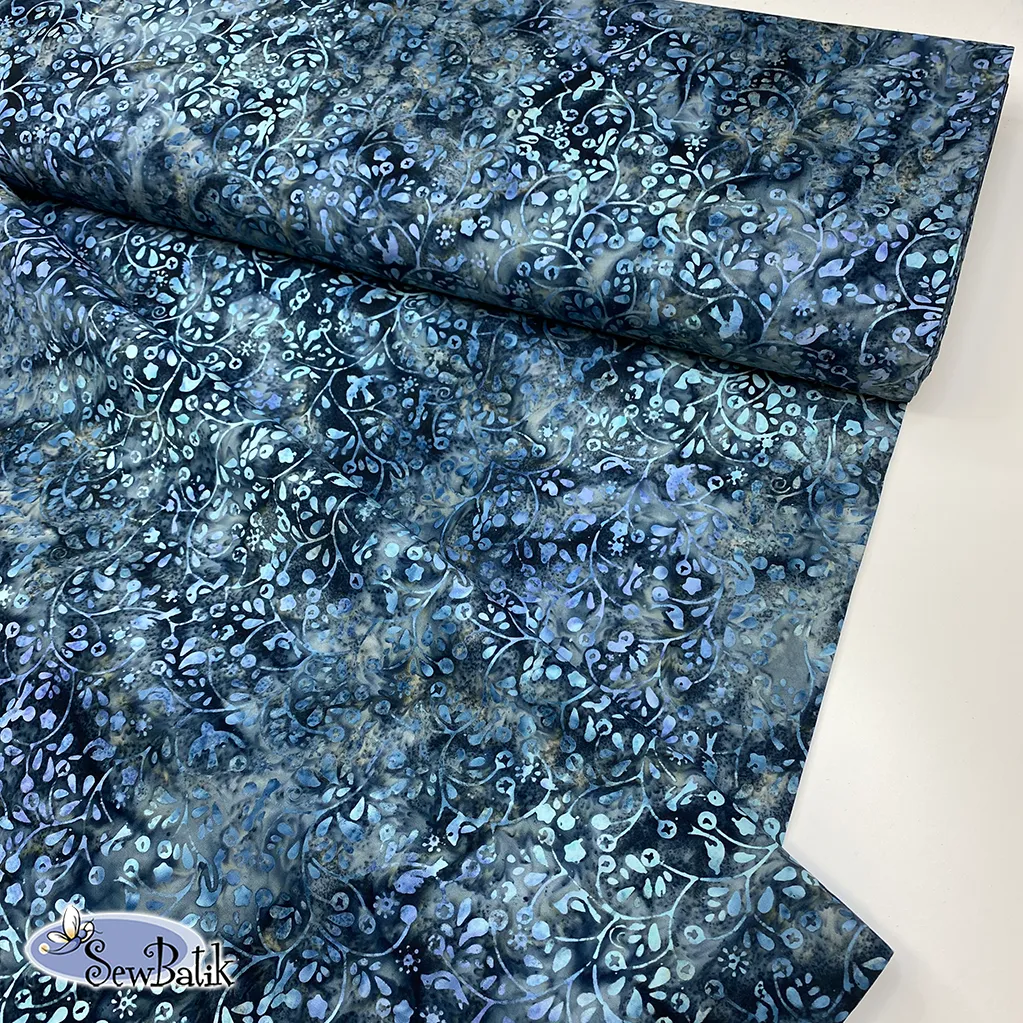 57" Batik Canvas (5oz) - Flock Together - Natural Sapphire