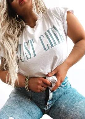 90's JUST CHILL SIDE SLIT TEE