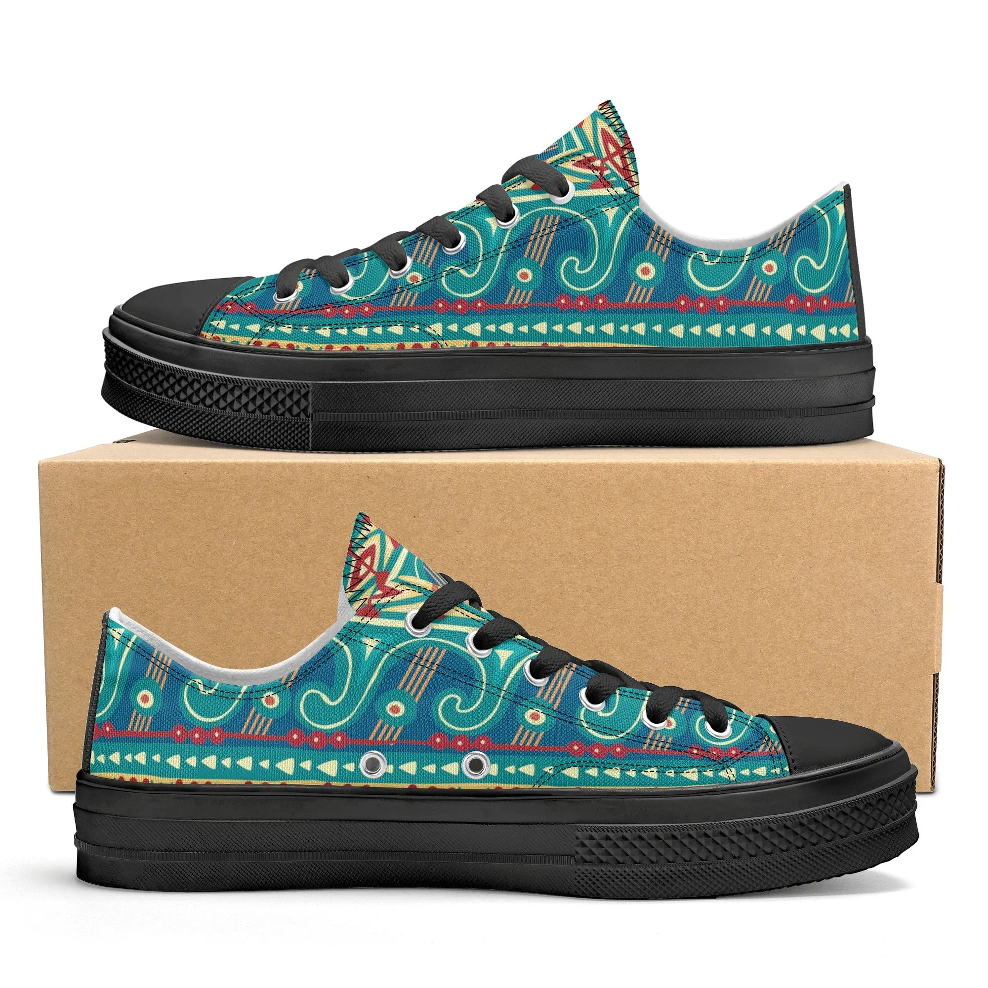 Abstract Design Pattern - Womens Classic Low Top Canvas Shoes for Footwear Lovers