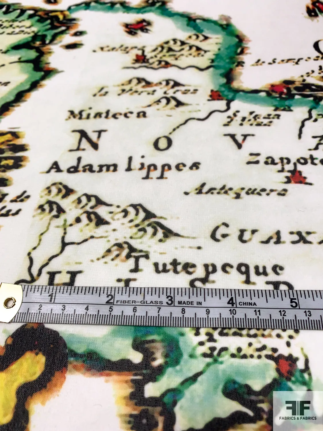 Adam Lippes Ancient Historical Map Printed Polyester Chiffon - Multicolor / White