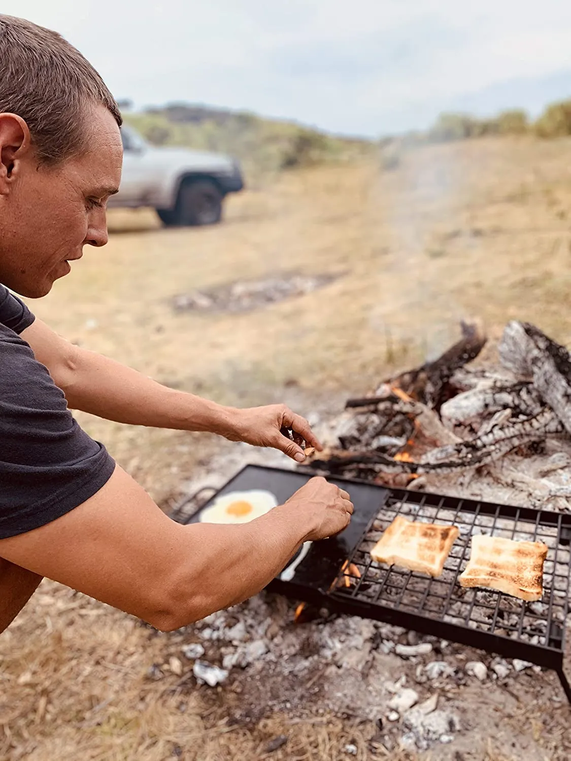 Adventure Seeka Heavy Duty 24" Folding Campfire Grill, Camp Fire Grill with Folding Grill Design for Compact Storage. Campfire Grill Grate and Griddle for Versatile Campfire Cooking