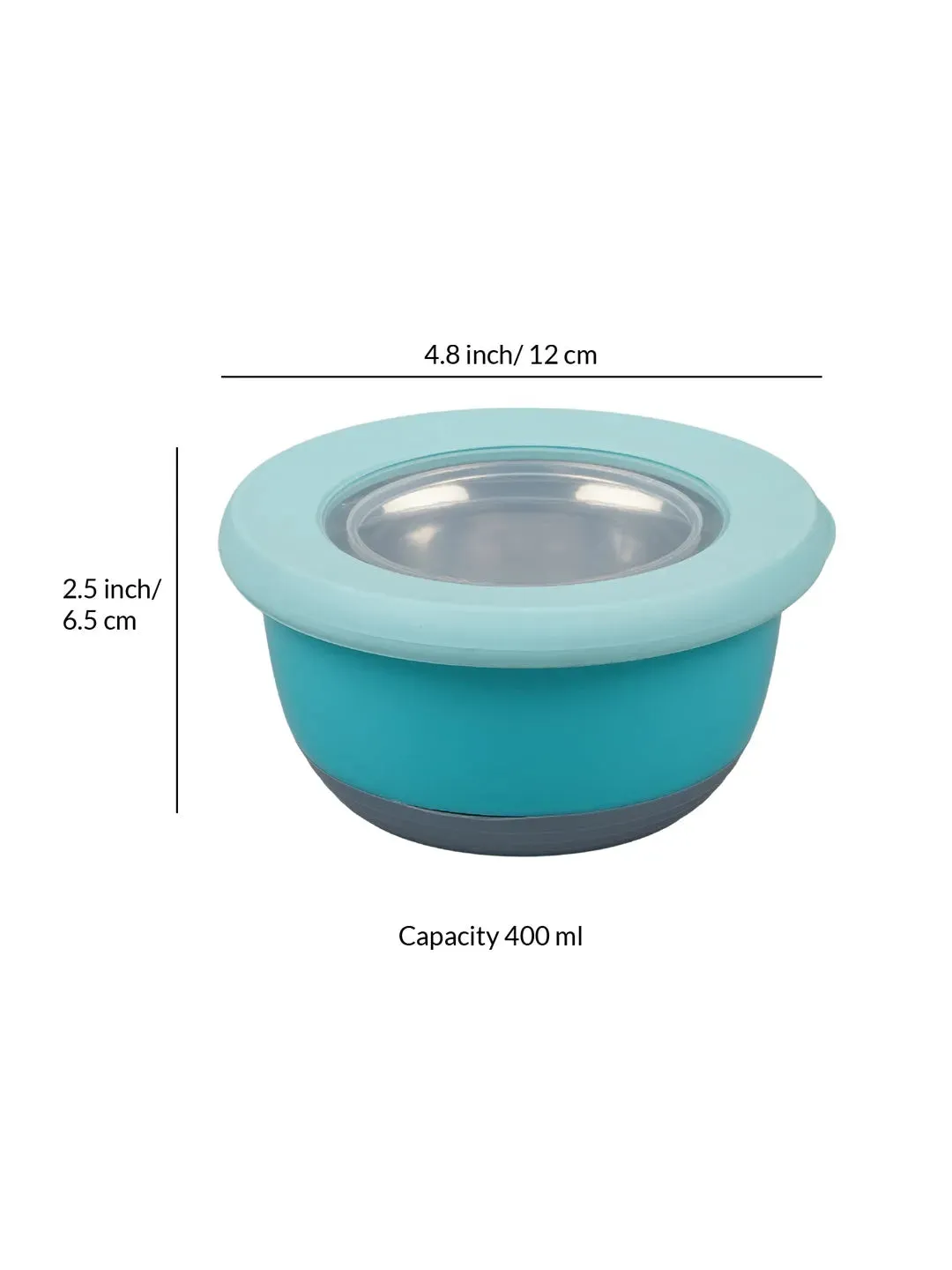 Andres Steel Bowl Lunch With Airtight Lid | 400ml | Set of 2