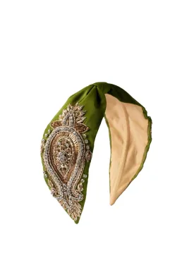 Annabel Green Bead Embroidered Women Headband