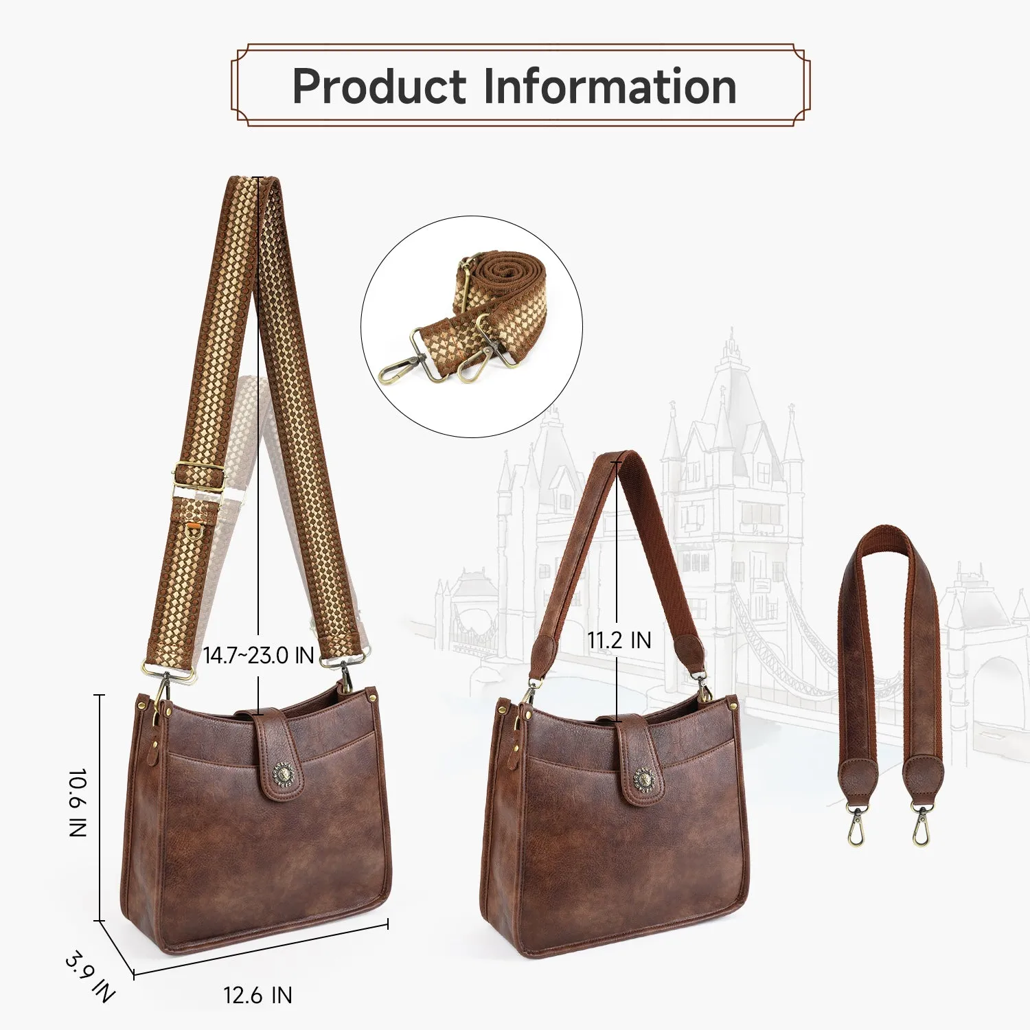 APHISON Crossbody Bags for Women Trendy Vegan Leather Hobo Handbags Shoulder Bag Purses for Women with 2 Adjustable Straps