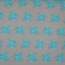 Aqua Tulle with Aqua Floral Design Embroidered Fabric