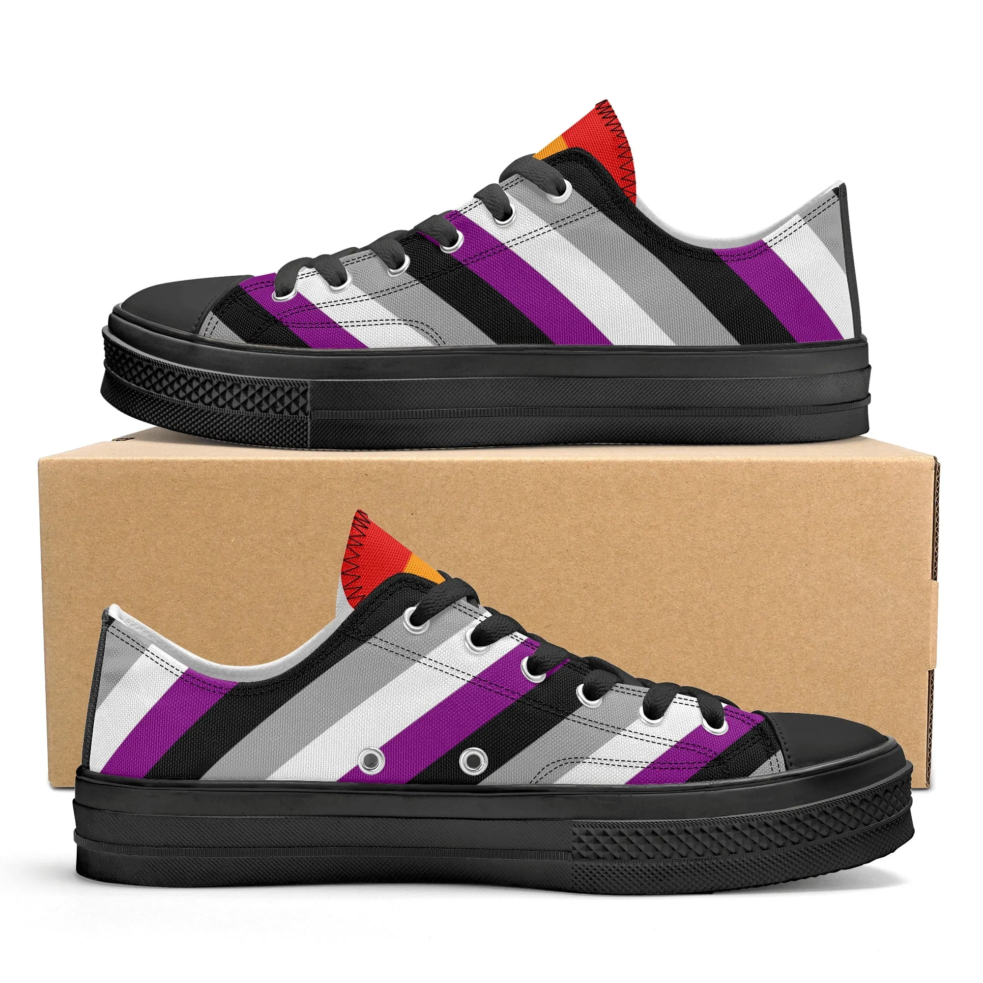 Asexual Pride Collection - Mens Classic Low Top Canvas Shoes for the LGBTQIA  community