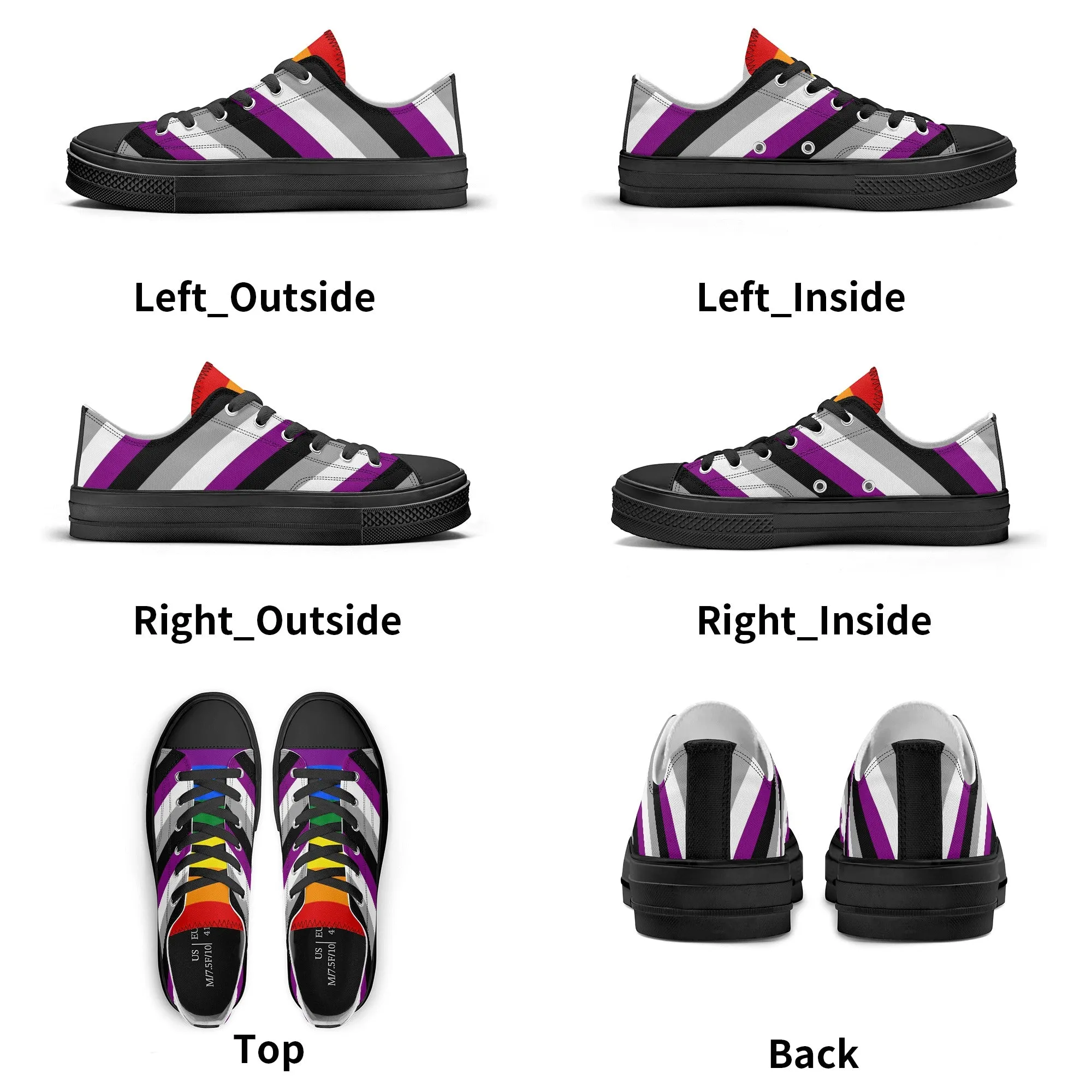 Asexual Pride Collection - Mens Classic Low Top Canvas Shoes for the LGBTQIA  community