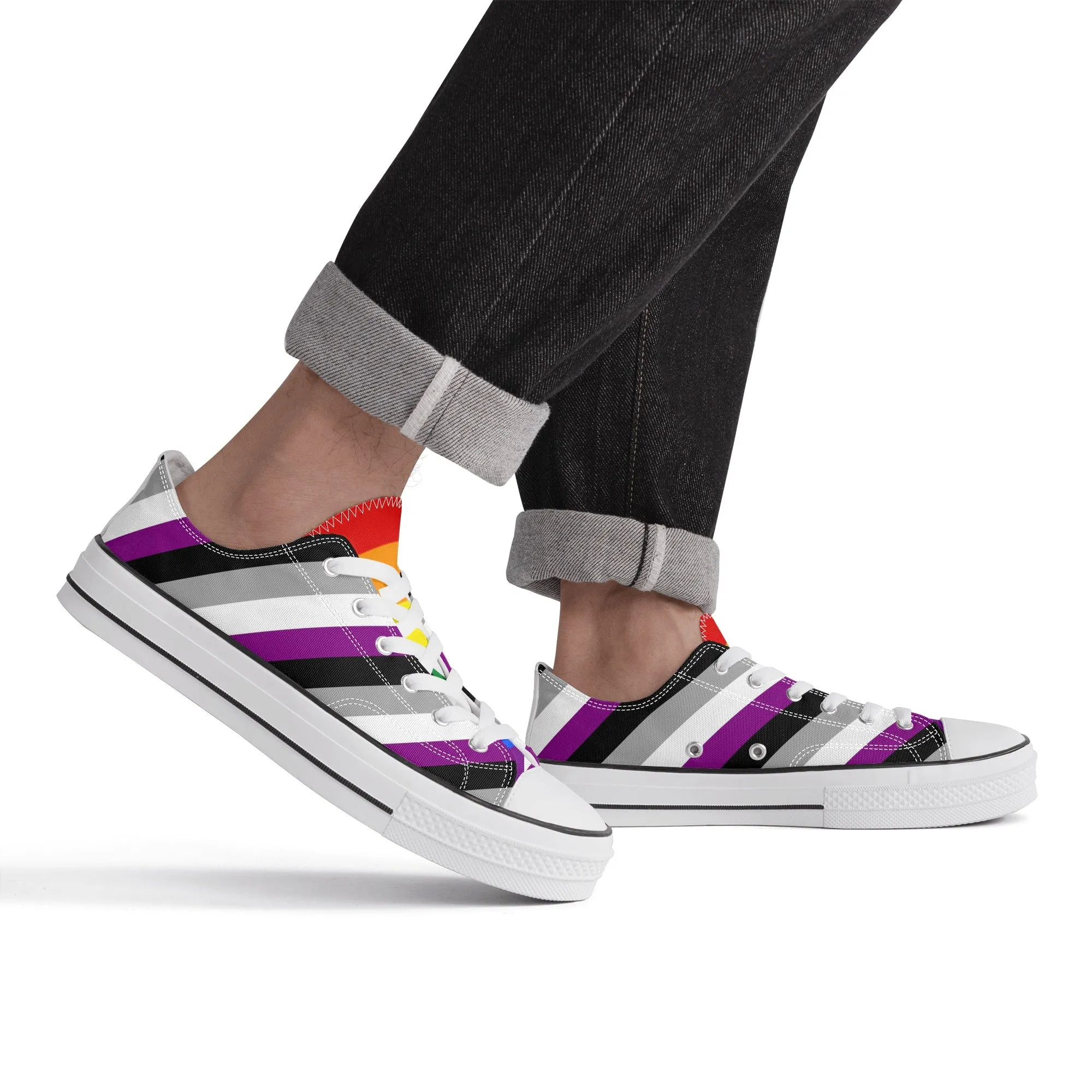 Asexual Pride Collection - Mens Classic Low Top Canvas Shoes for the LGBTQIA  community