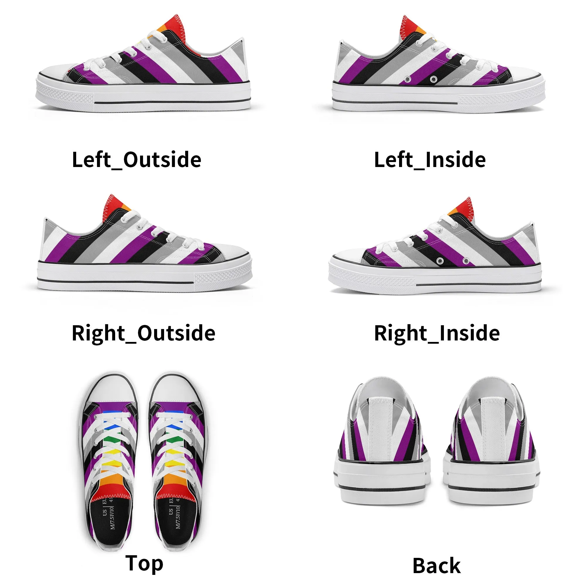 Asexual Pride Collection - Mens Classic Low Top Canvas Shoes for the LGBTQIA  community