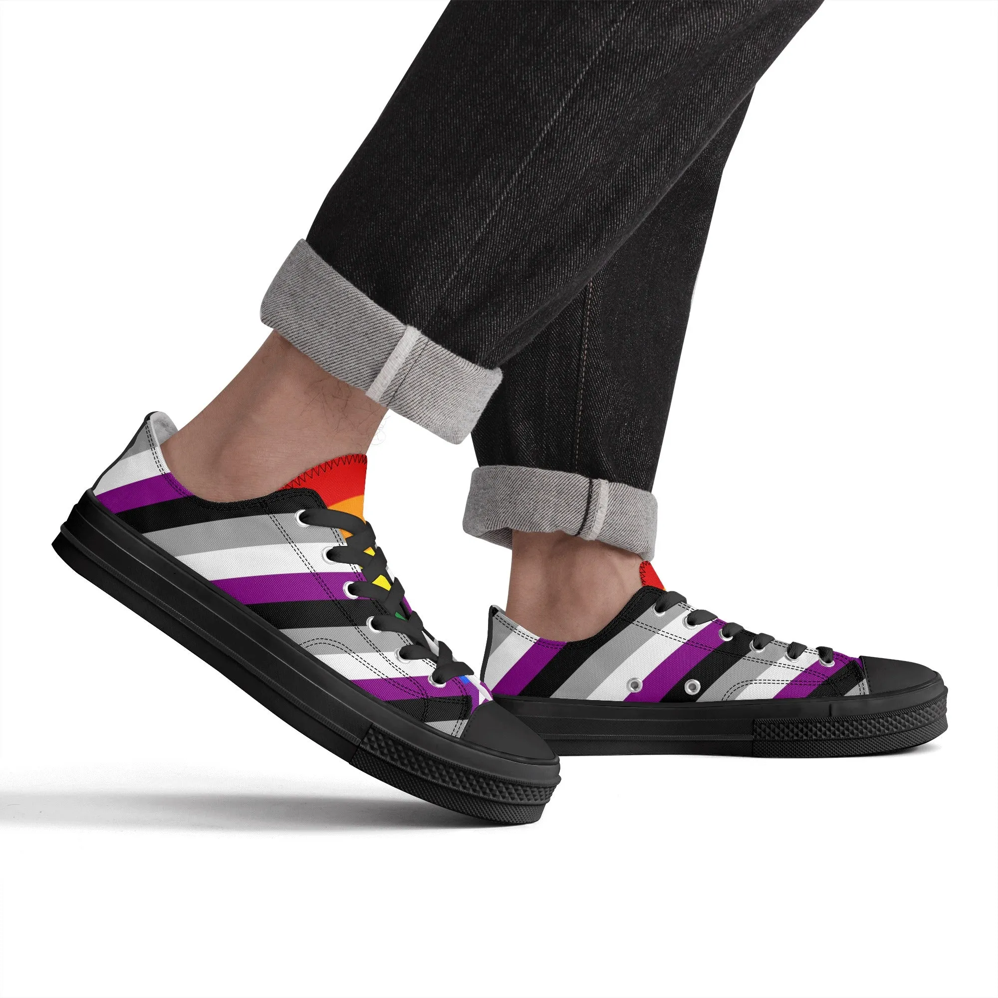 Asexual Pride Collection - Mens Classic Low Top Canvas Shoes for the LGBTQIA  community