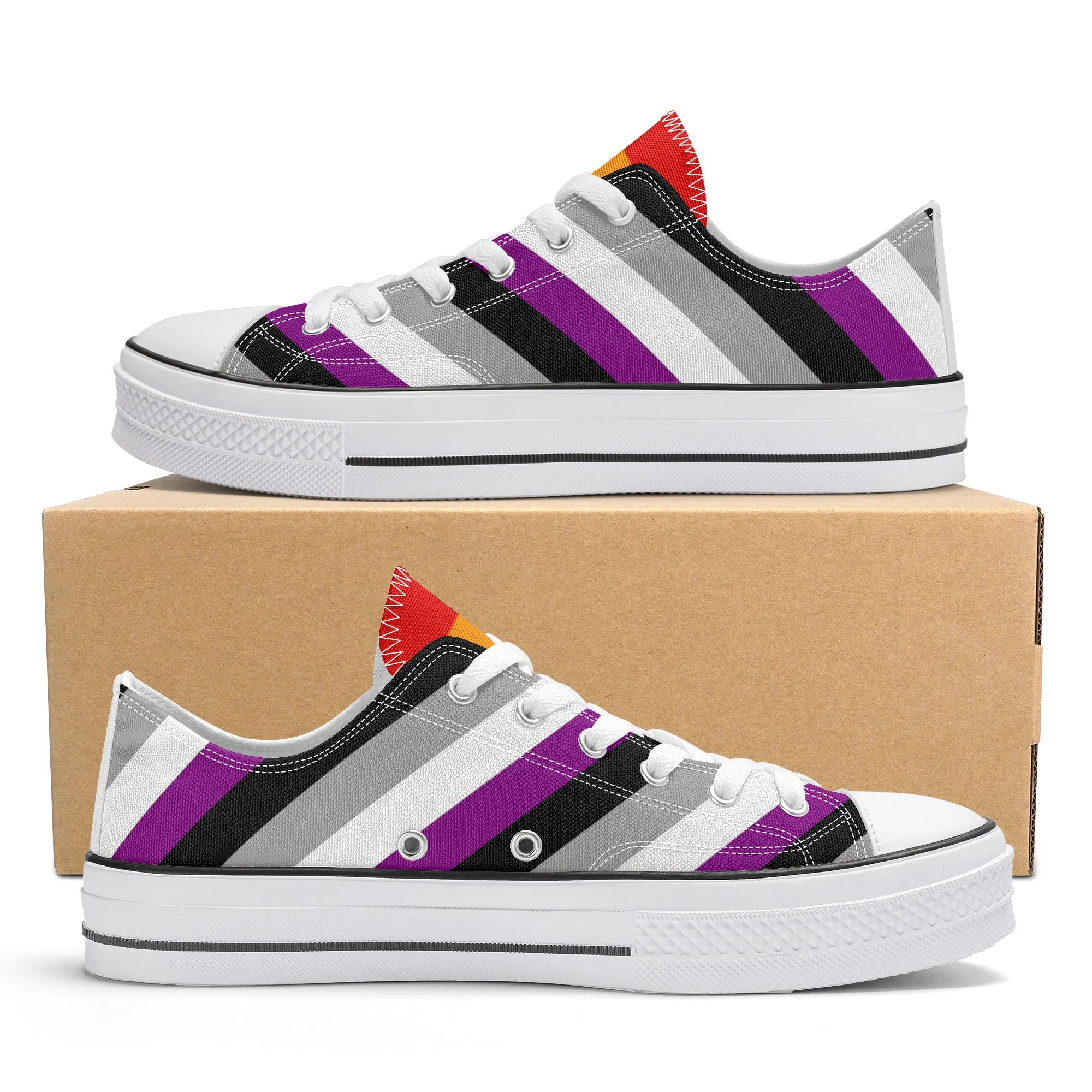 Asexual Pride Collection - Mens Classic Low Top Canvas Shoes for the LGBTQIA  community