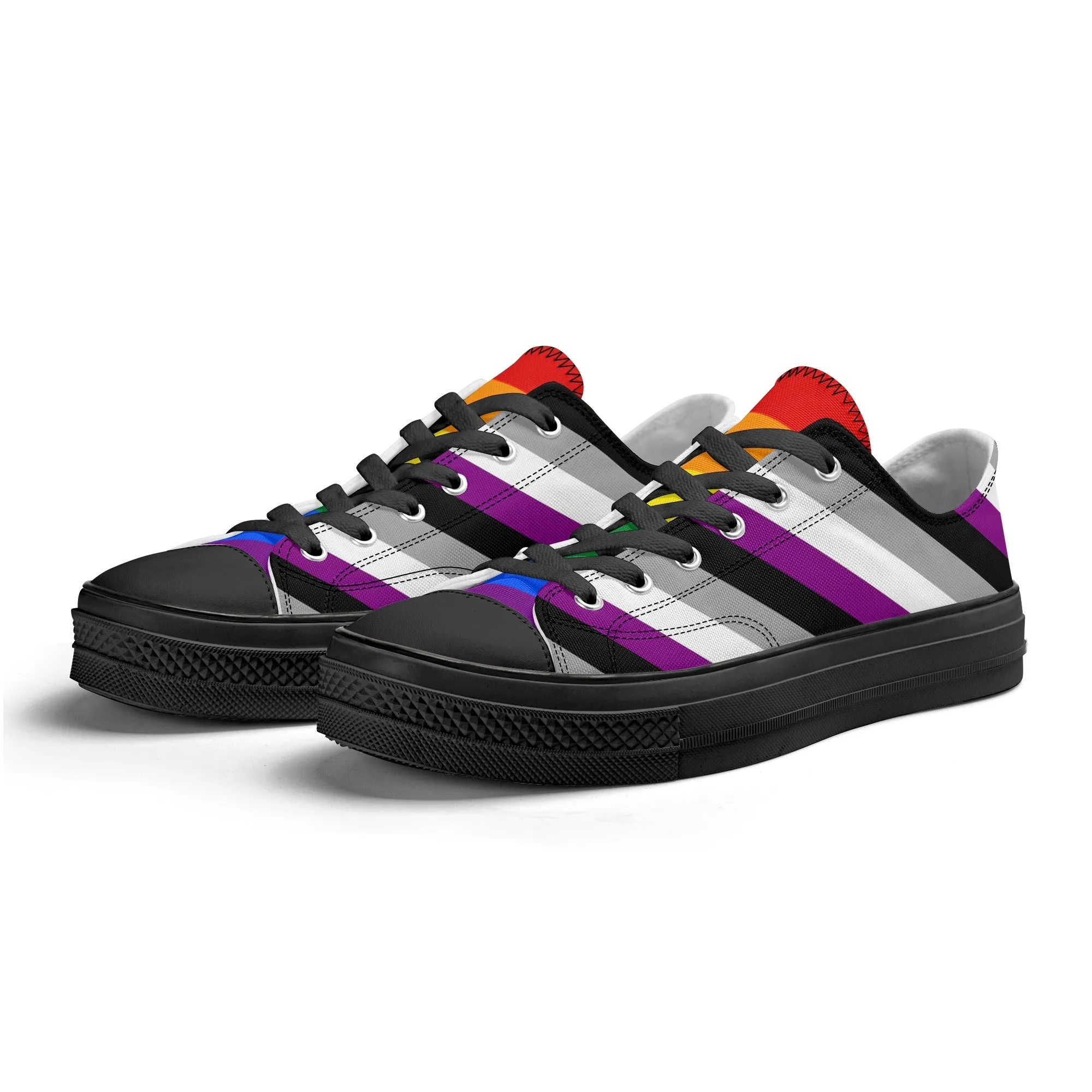 Asexual Pride Collection - Mens Classic Low Top Canvas Shoes for the LGBTQIA  community