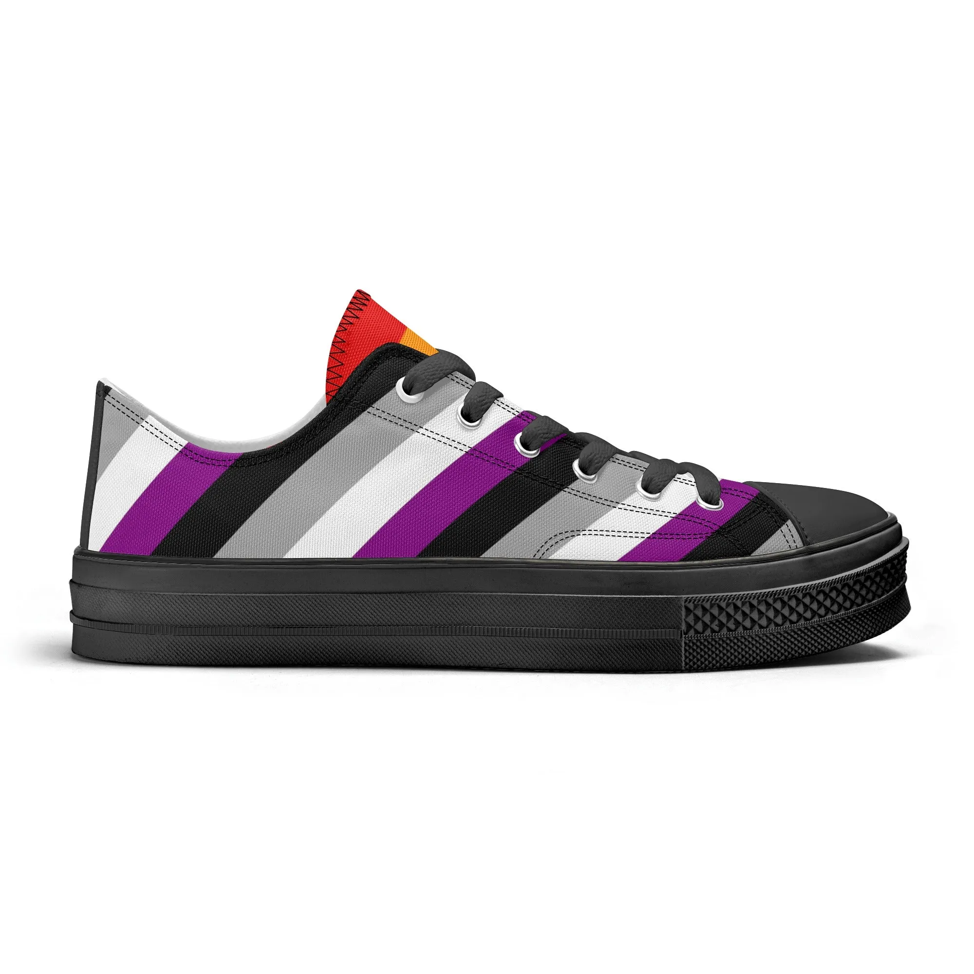 Asexual Pride Collection - Mens Classic Low Top Canvas Shoes for the LGBTQIA  community