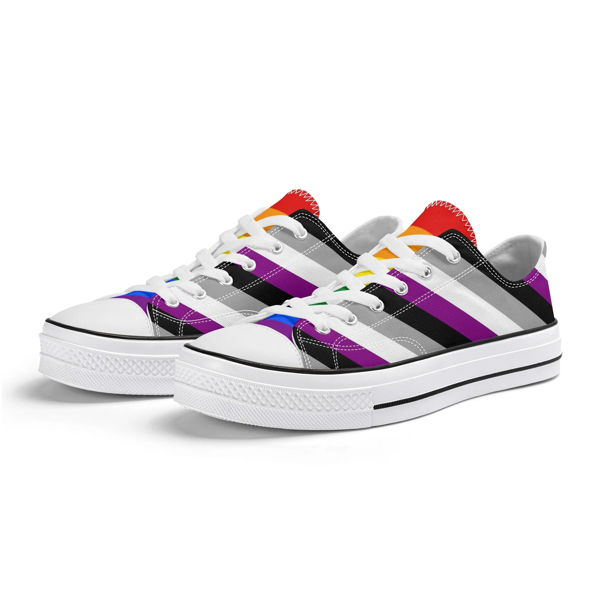 Asexual Pride Collection - Mens Classic Low Top Canvas Shoes for the LGBTQIA  community