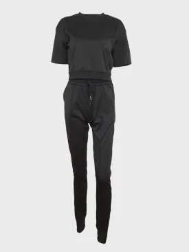 Back Zipped Top & Drawstring Trousers Sports Set