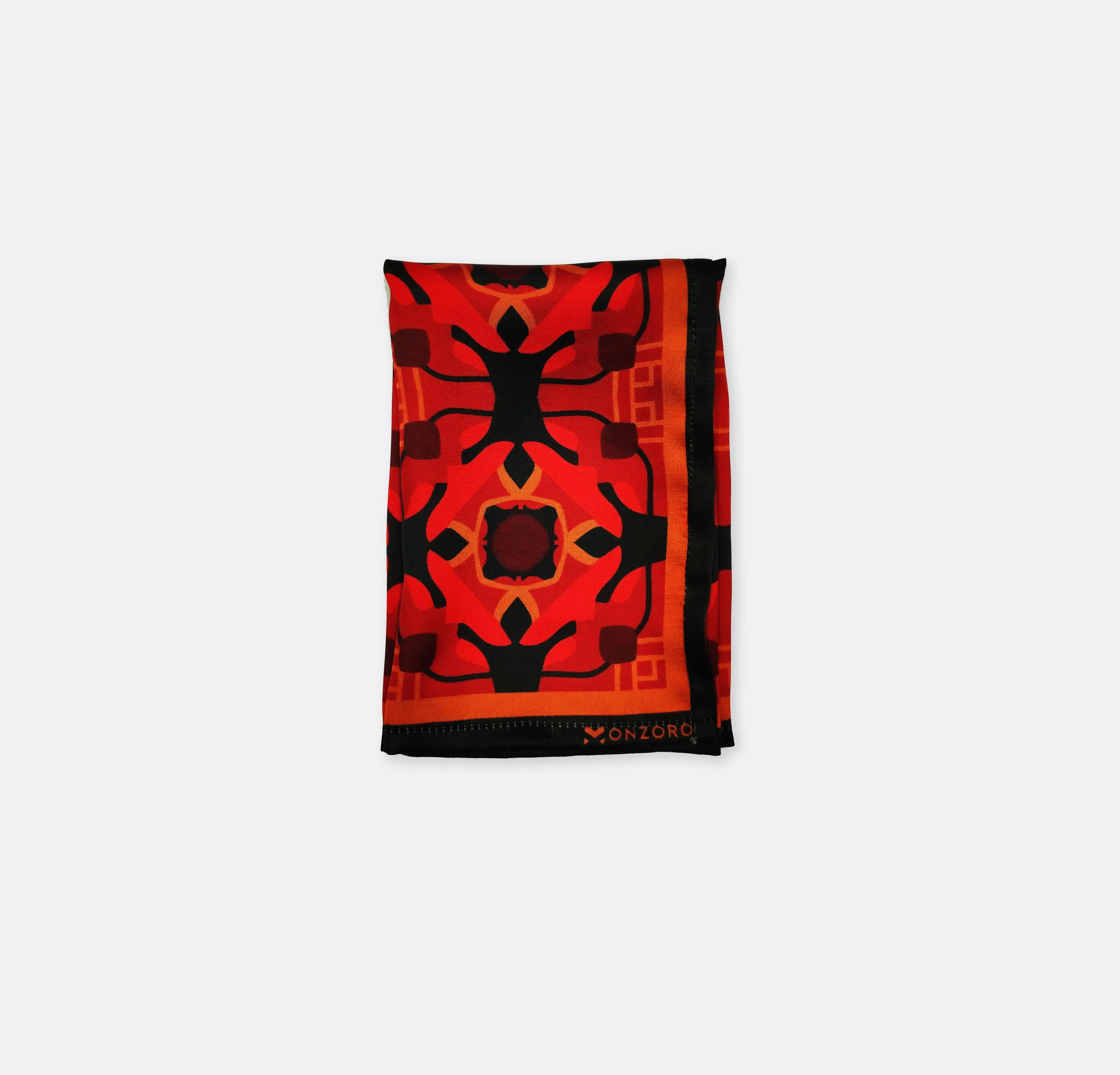 BLACK & RED SEAMLESS GEOMETRIC - SILK POCKET SQUARES