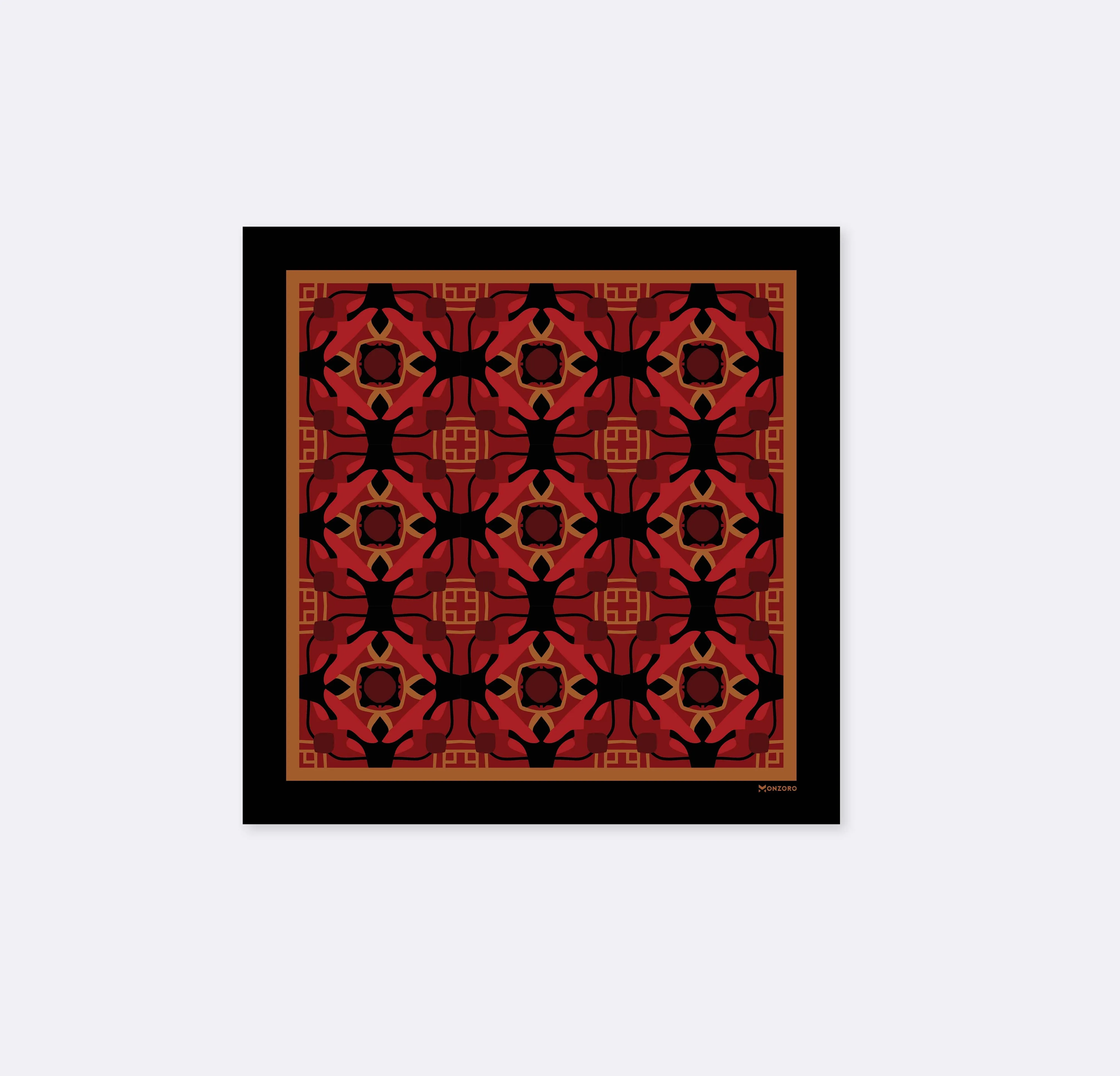 BLACK & RED SEAMLESS GEOMETRIC - SILK POCKET SQUARES