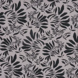 Black and Silver Reversible Foliage Leaves Printed Polyester Mikado Fabric