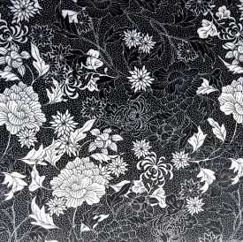 Black and White Floral Nylon Spandex Swimsuit Fabric