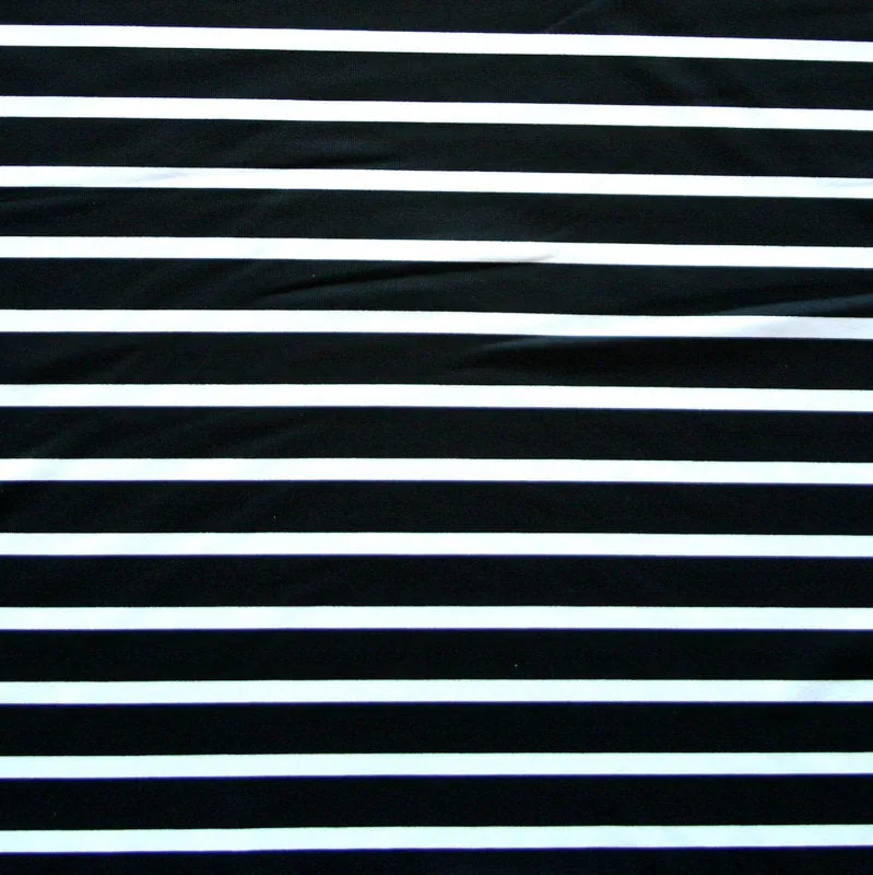 Black Thick and White Thin Stripes Nylon Lycra Swimsuit Fabric