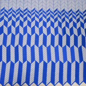 Blue Geometrical Embroidered Tulle Fabric