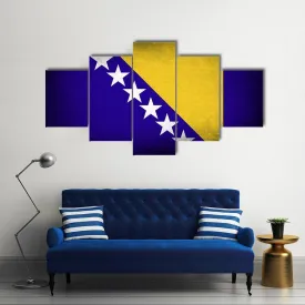 Bosnia & Herzegovina Flag Canvas Wall Art