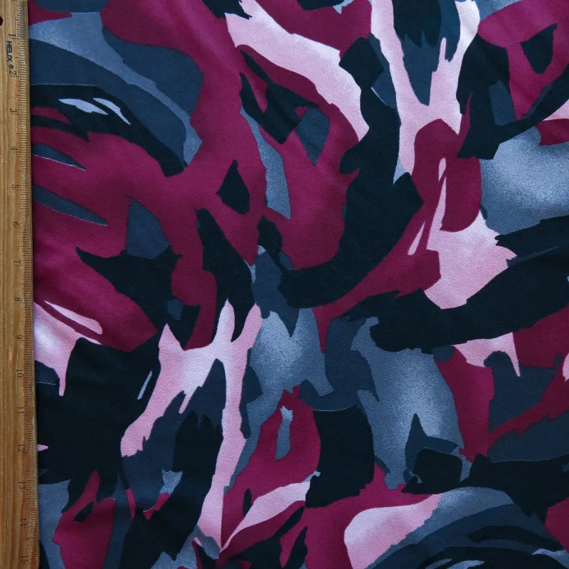 Burgundy, Grey, and Black Poly Spandex Swimsuit Fabric