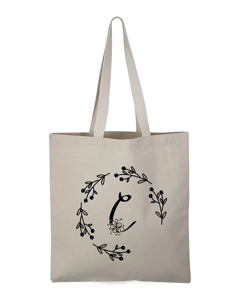 ''C'' Letter Initial Canvas Tote Bag - Initials Bags