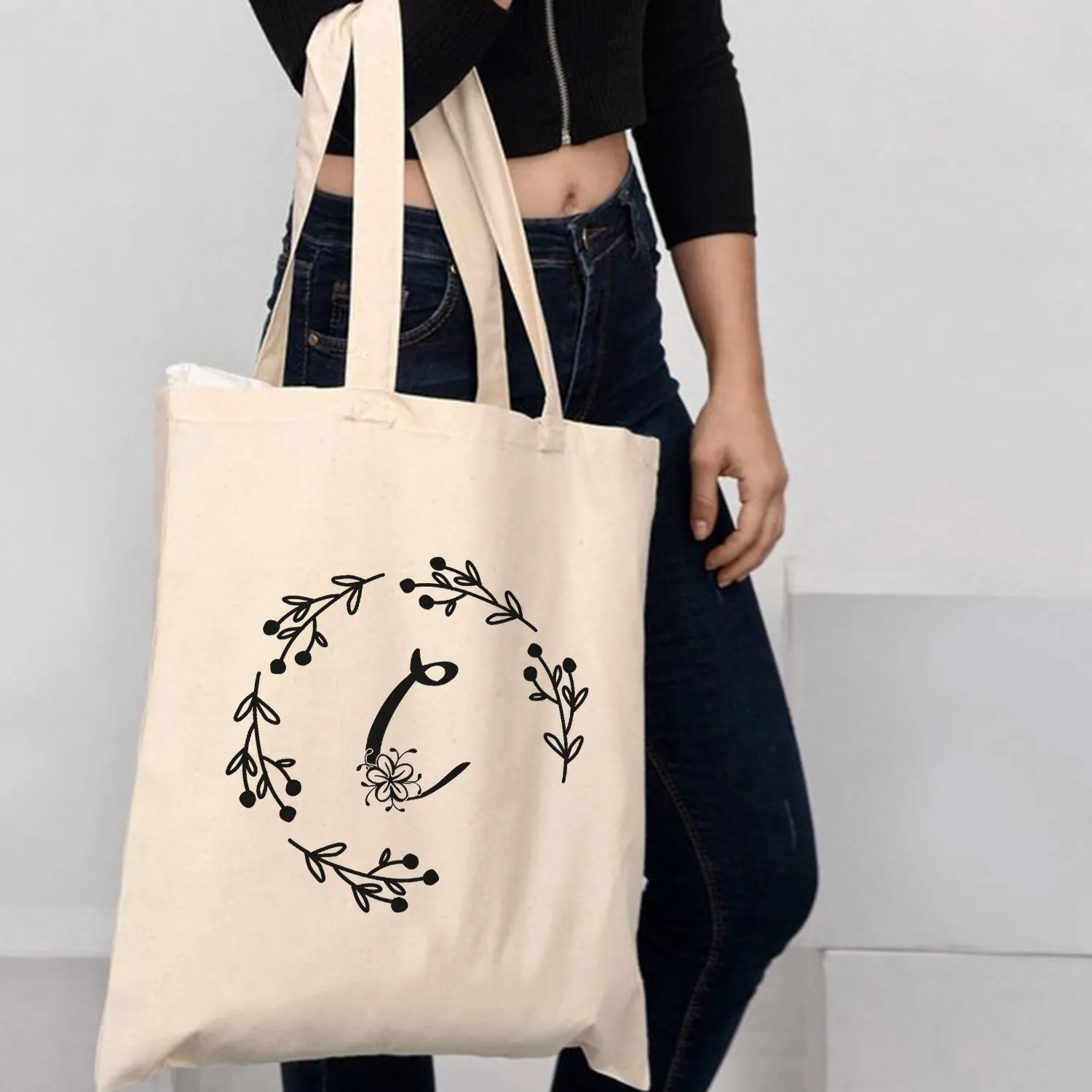 ''C'' Letter Initial Canvas Tote Bag - Initials Bags