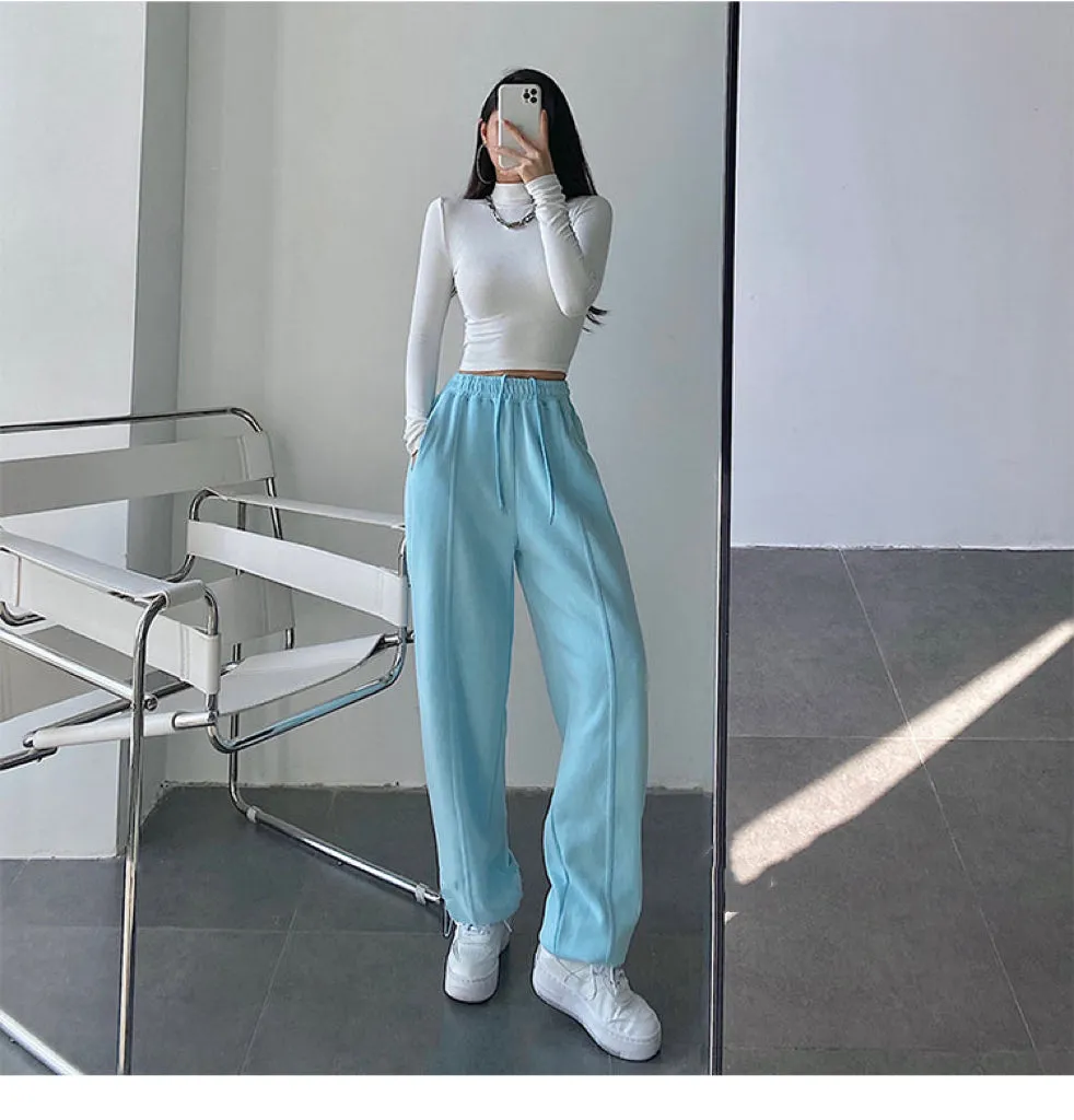 Cheyenne Solid Straight Leg High Waisted Sweatpants