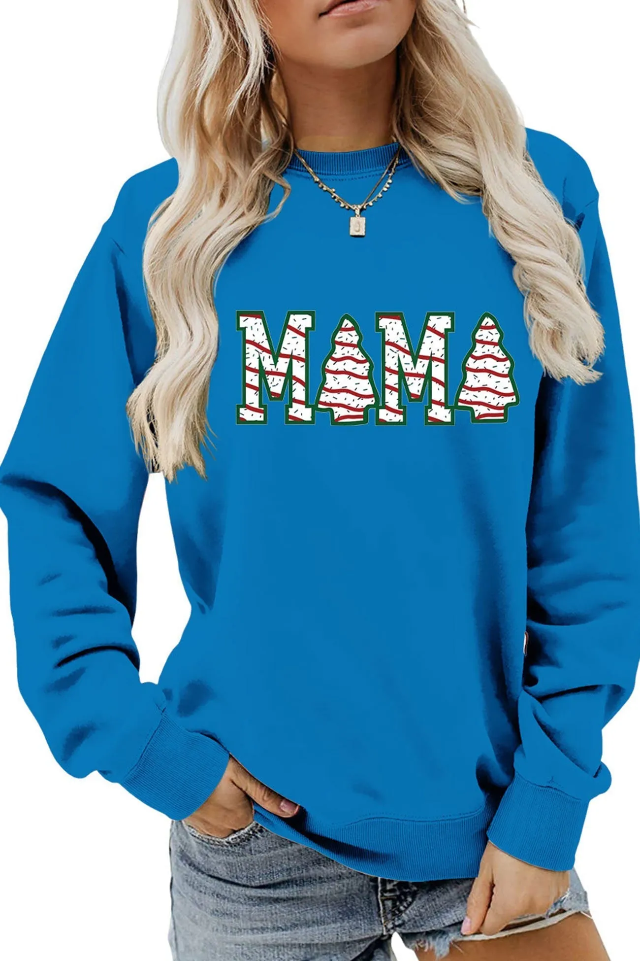 Christmas Tree MAMA Print Sweatshirt