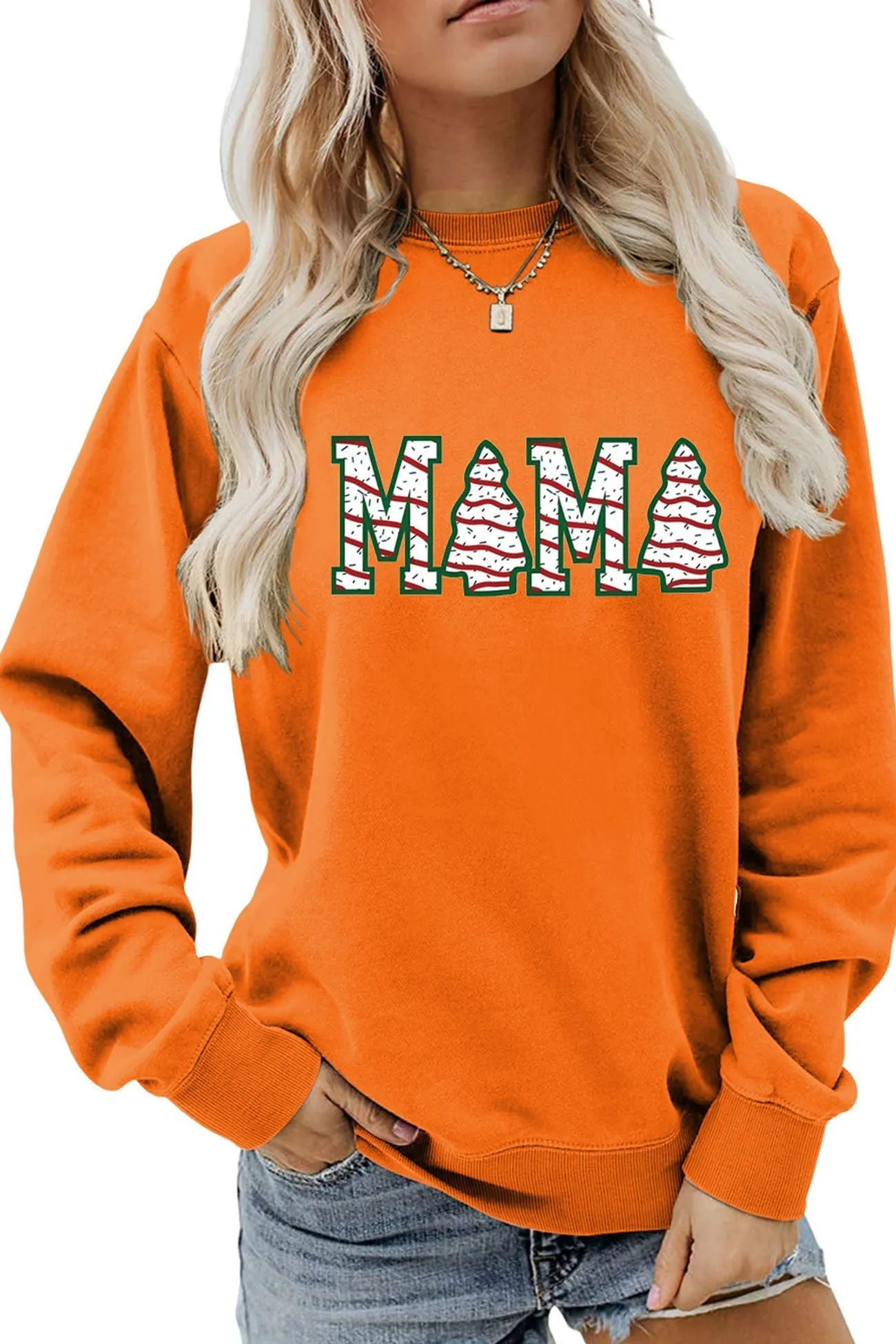 Christmas Tree MAMA Print Sweatshirt