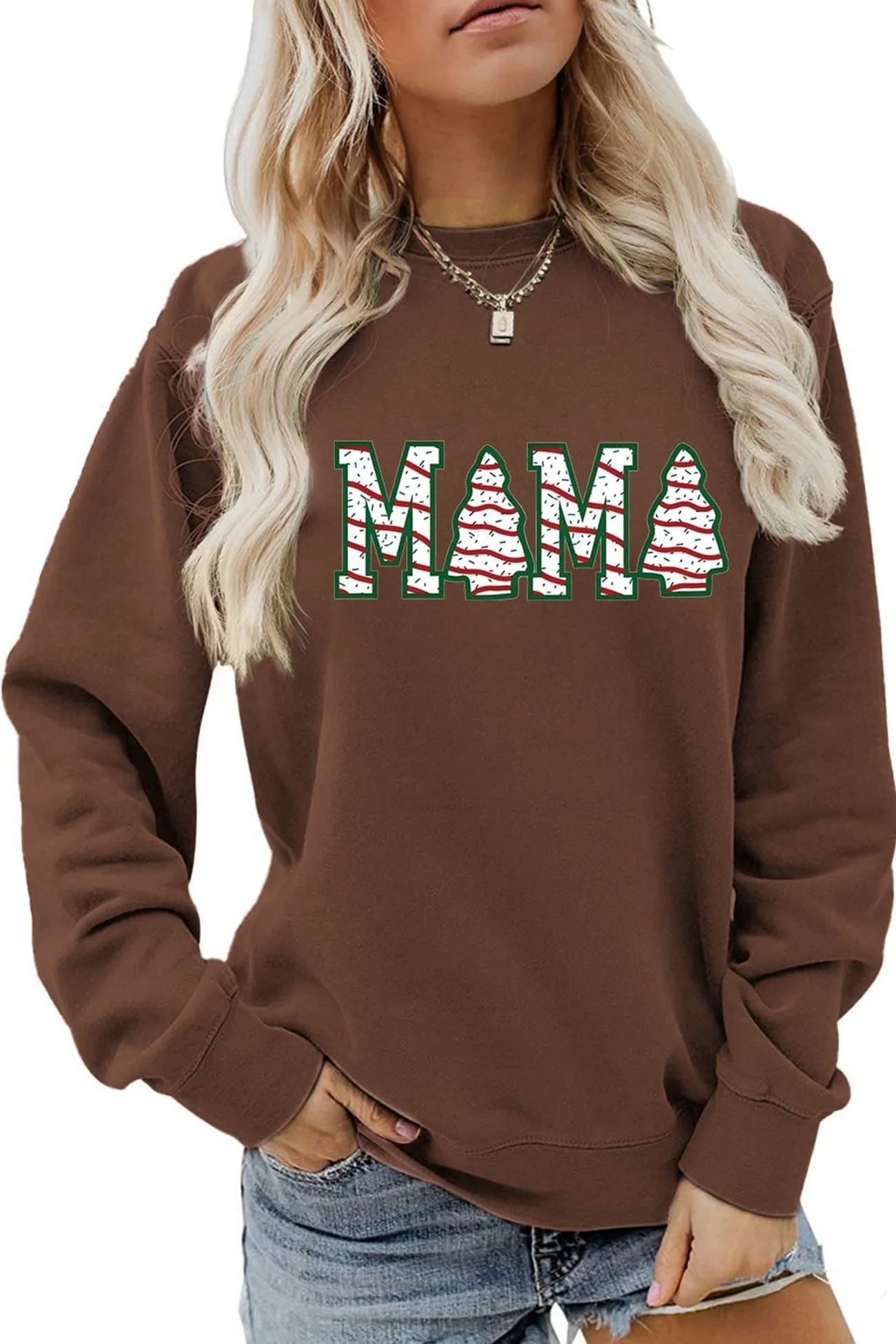 Christmas Tree MAMA Print Sweatshirt