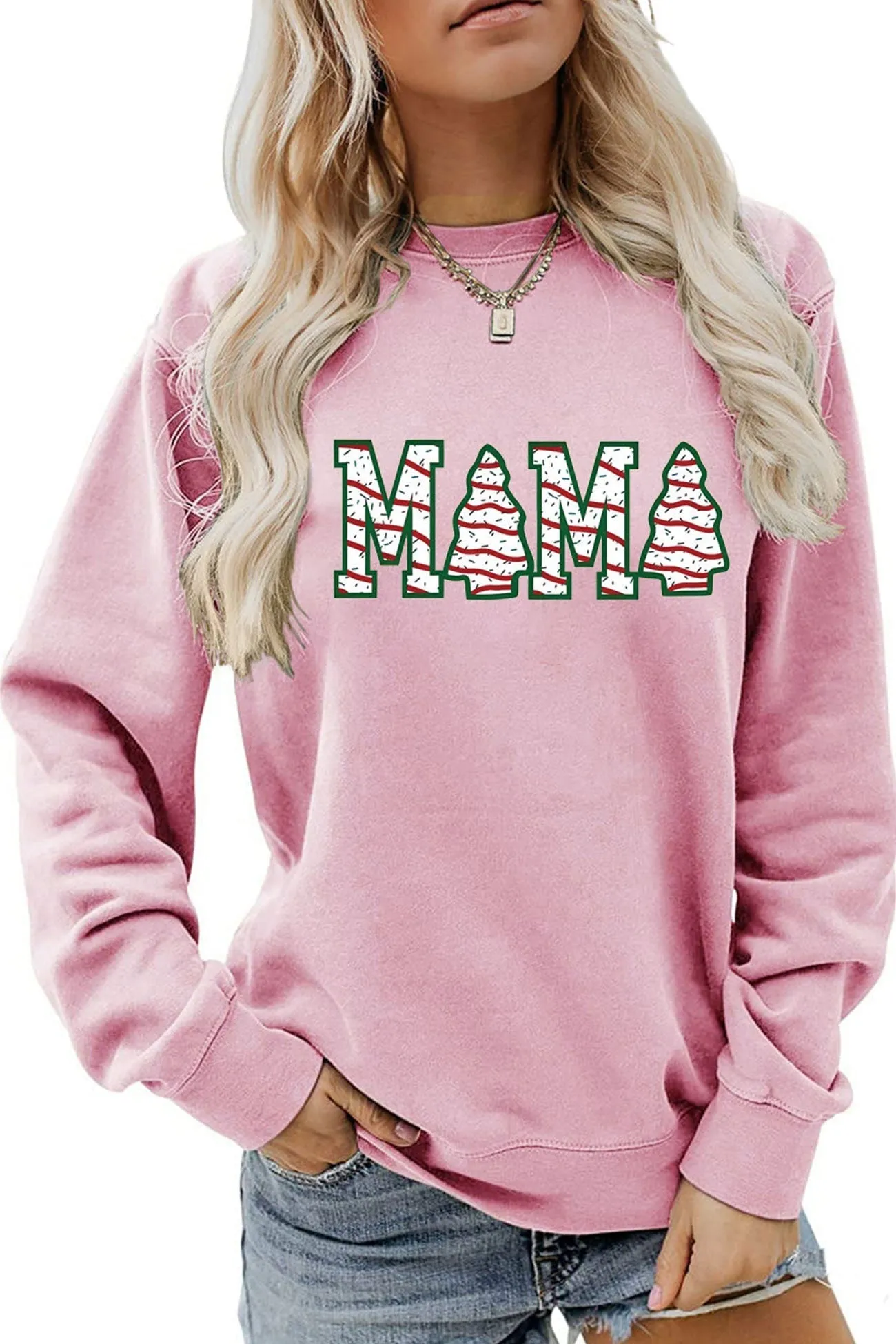 Christmas Tree MAMA Print Sweatshirt