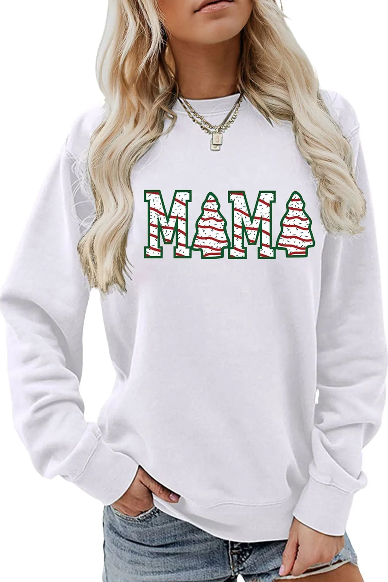 Christmas Tree MAMA Print Sweatshirt