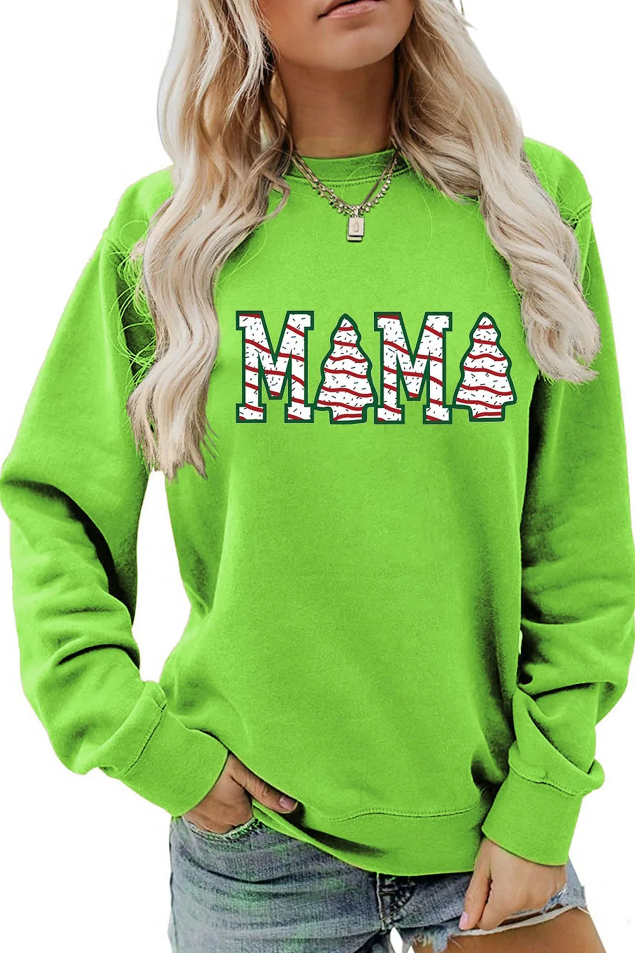 Christmas Tree MAMA Print Sweatshirt