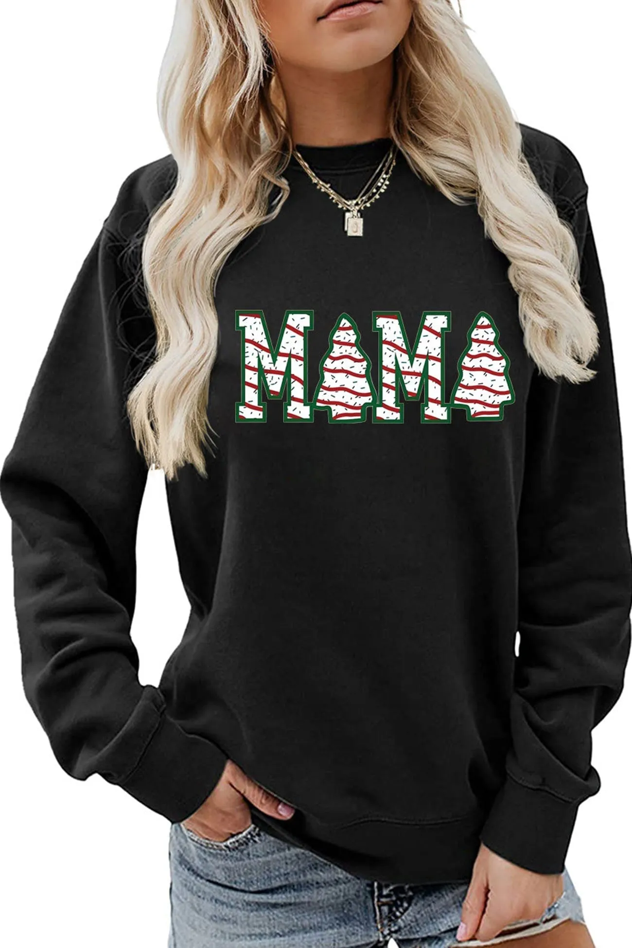 Christmas Tree MAMA Print Sweatshirt