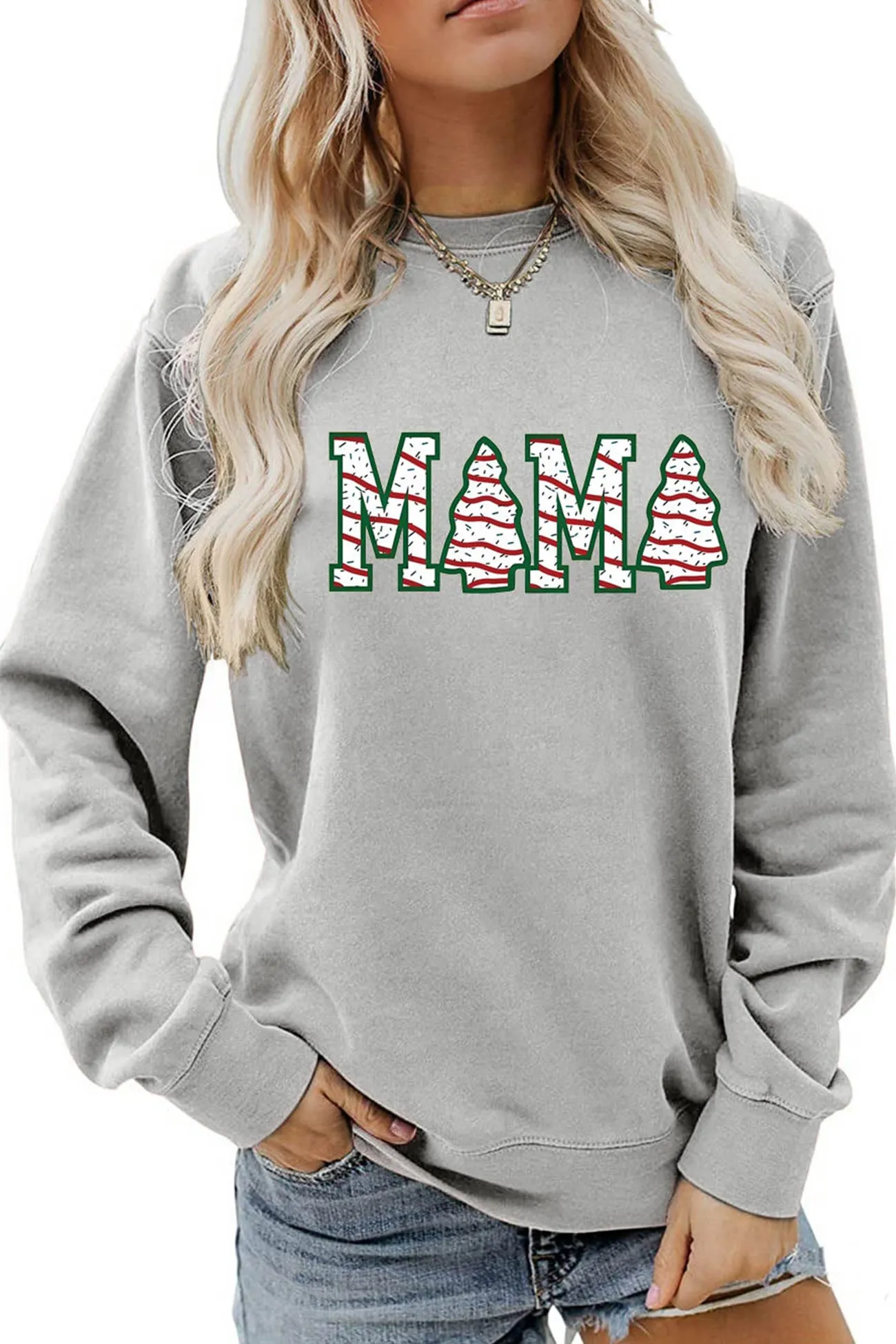 Christmas Tree MAMA Print Sweatshirt