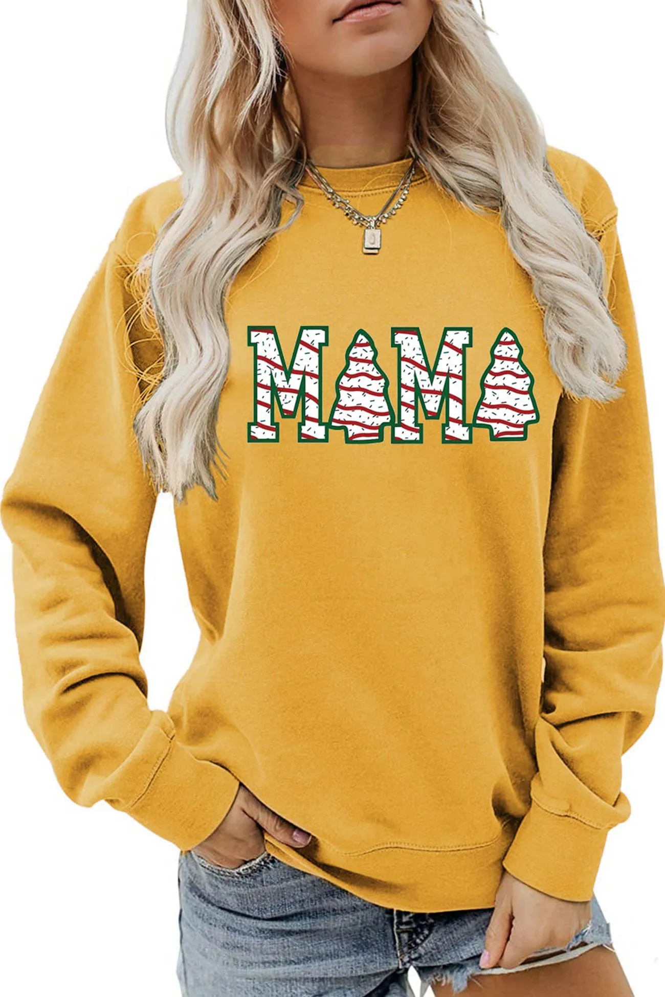 Christmas Tree MAMA Print Sweatshirt