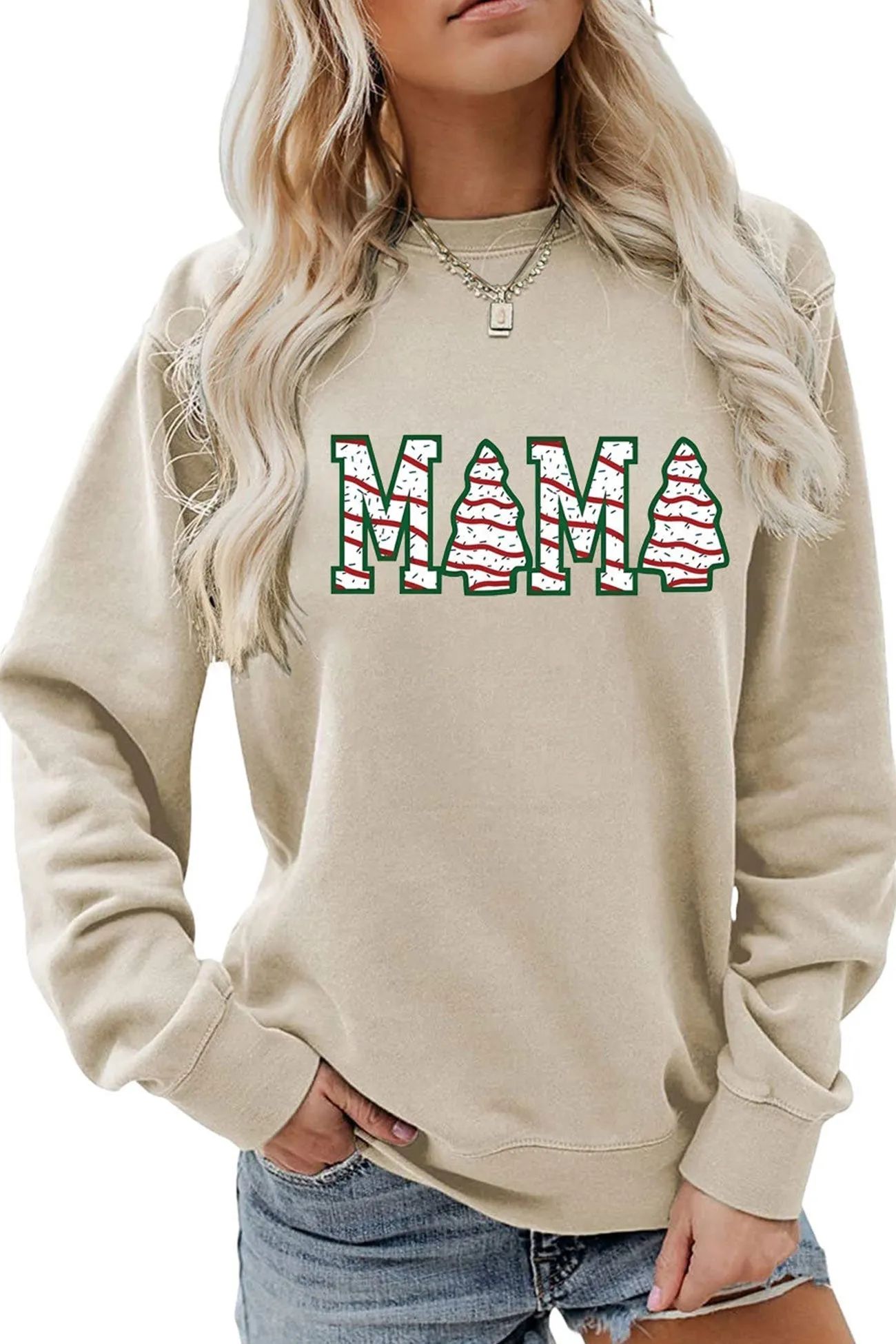 Christmas Tree MAMA Print Sweatshirt