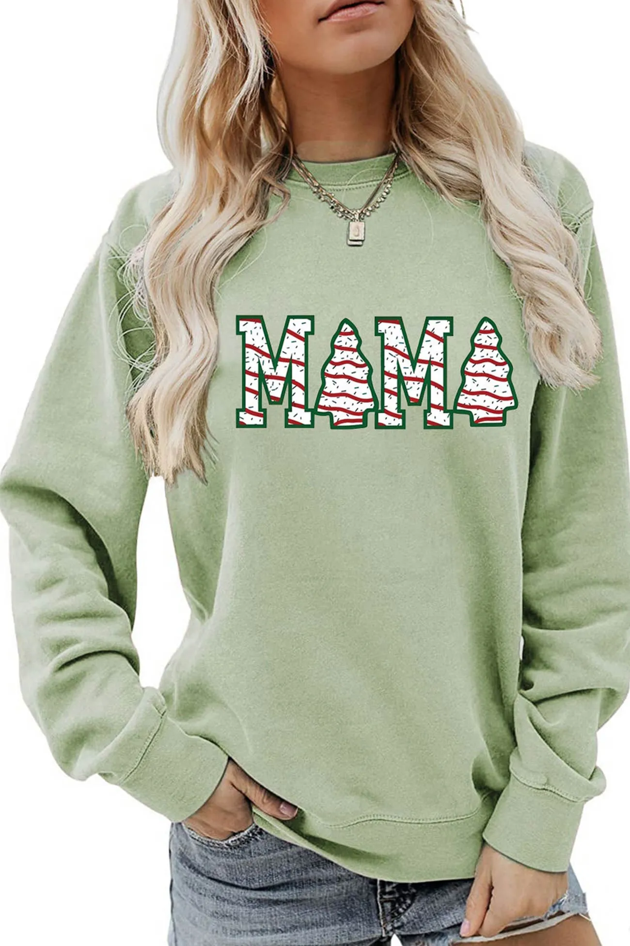 Christmas Tree MAMA Print Sweatshirt