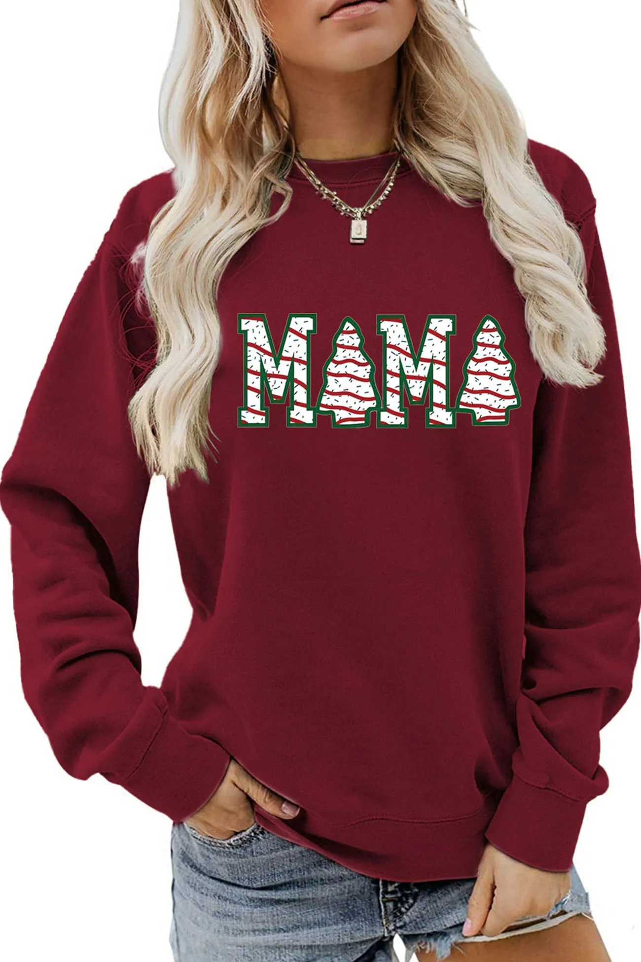 Christmas Tree MAMA Print Sweatshirt