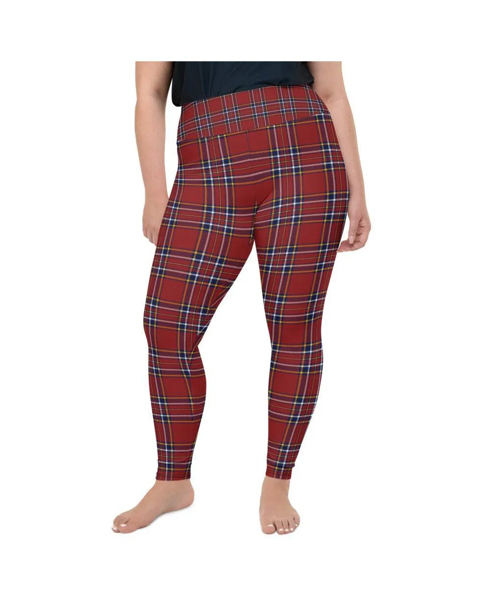 Deep Red Tartan Plus Size Leggings