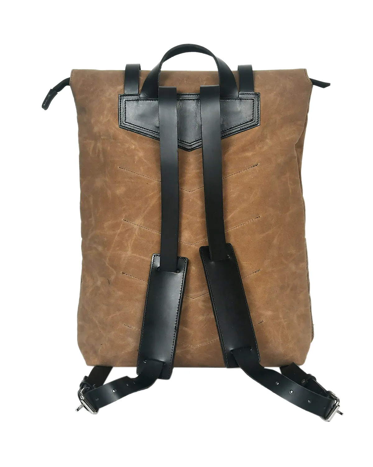 Elegant Brown Canvas and Leather Backpack. Art: BG-1140