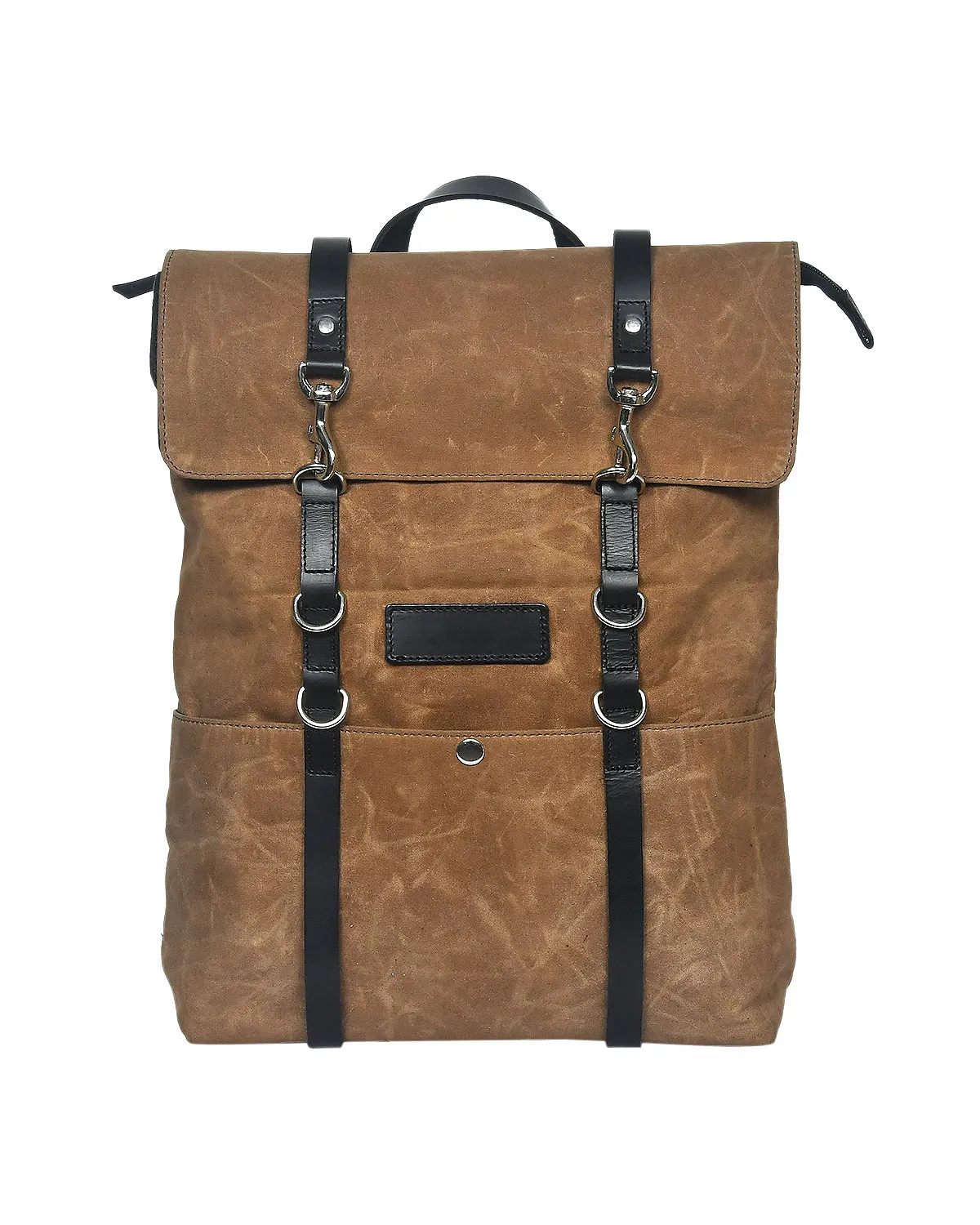 Elegant Brown Canvas and Leather Backpack. Art: BG-1140