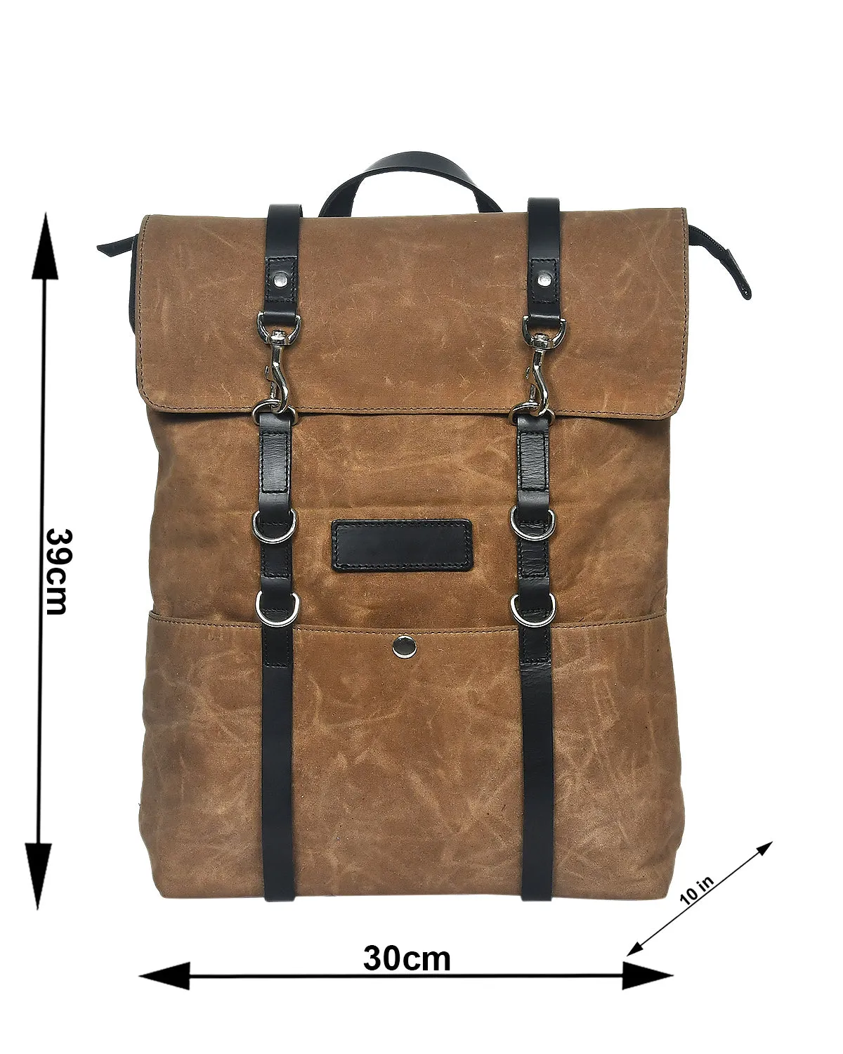 Elegant Brown Canvas and Leather Backpack. Art: BG-1140