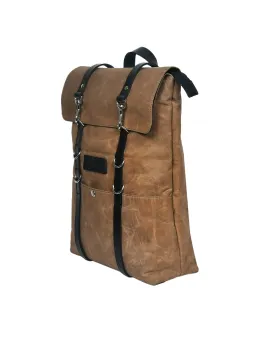 Elegant Brown Canvas and Leather Backpack. Art: BG-1140