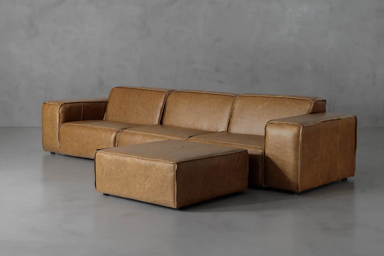 Modular Faraai Leather Square Daybed